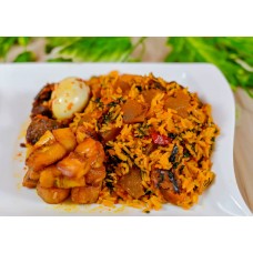 Village rice+2beef+egg+plantain