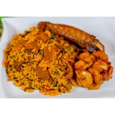 Village rice+jumbo turkey+plantain