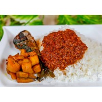 White rice+plantain+titus fish