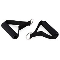 Yoga pilates pull rope nylon bands foam handle gym-black