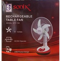  sonik 14 inch rechargeable fan with led lamp