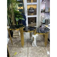 Triple layered black and gold centre table