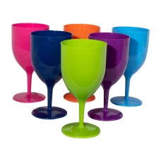 6 piece - set of plastic wine cups - multicoloured