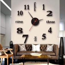 Stick on wall clock diy large modern design decal 3d