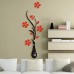 Retro vase flower tree pattern diy home room tv-red black