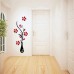 Retro vase flower tree pattern diy home room tv-red black