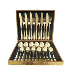 Set of 24pcs gold plated cutlery spoon fork and knife