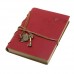 Classic deep brown pu leather retro vintage blank pages notebook journal diary rose-red rose red