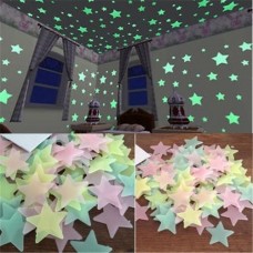 100pcs 3d stars glow in the dark wall stickers luminous