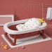 Foldable baby bathtub with thermometer and bath cushion red