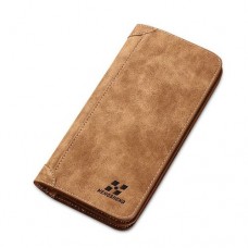 Uj vintage long soft pu leather wallet male purse large capacity card holders-coffee