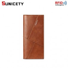 Mens long wallet slim credit card leather bifold wallet