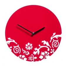 Premier wall clock dia floral swirl acrylic - red 30 cm