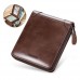 Men leather wallet portable short wallet men-dark brown