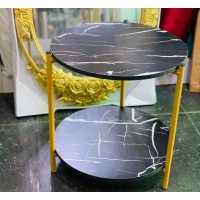 Black double layered circle centre table