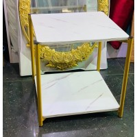 White double layered square centre table