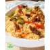 Fried coconut rice and peppered chicken