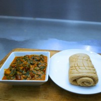 Oha soup with amala and smoked fish