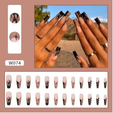 Brown & black stripes press on nails