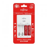 Fujitsu nimh aa & aaa battery charger with 2 rechargeable batteries