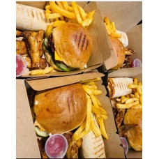 Factory plus ( 1 burger,1 mini shawarma, 4wings , fries, pepper sauce ) 