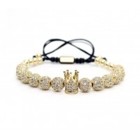 Gold crown luxury mens adjustable bracelet 