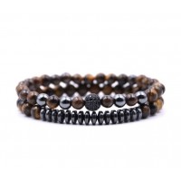 Black/brown beaded bracelets 2pcs/set