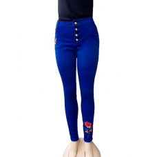 Blue high waist pencil denim jean trousers