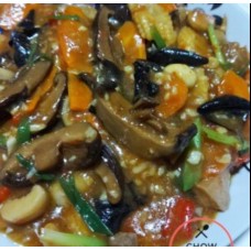 Chicken in mushroom and vegetable sauce 