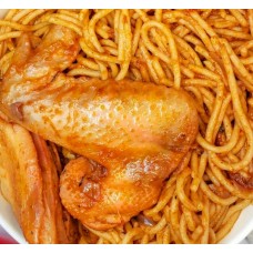 Chicken wings with spaghetti 